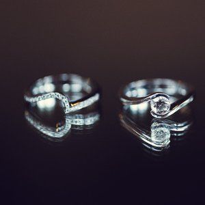 0.42 CT White Gold Engagement Ring & Wedding Band